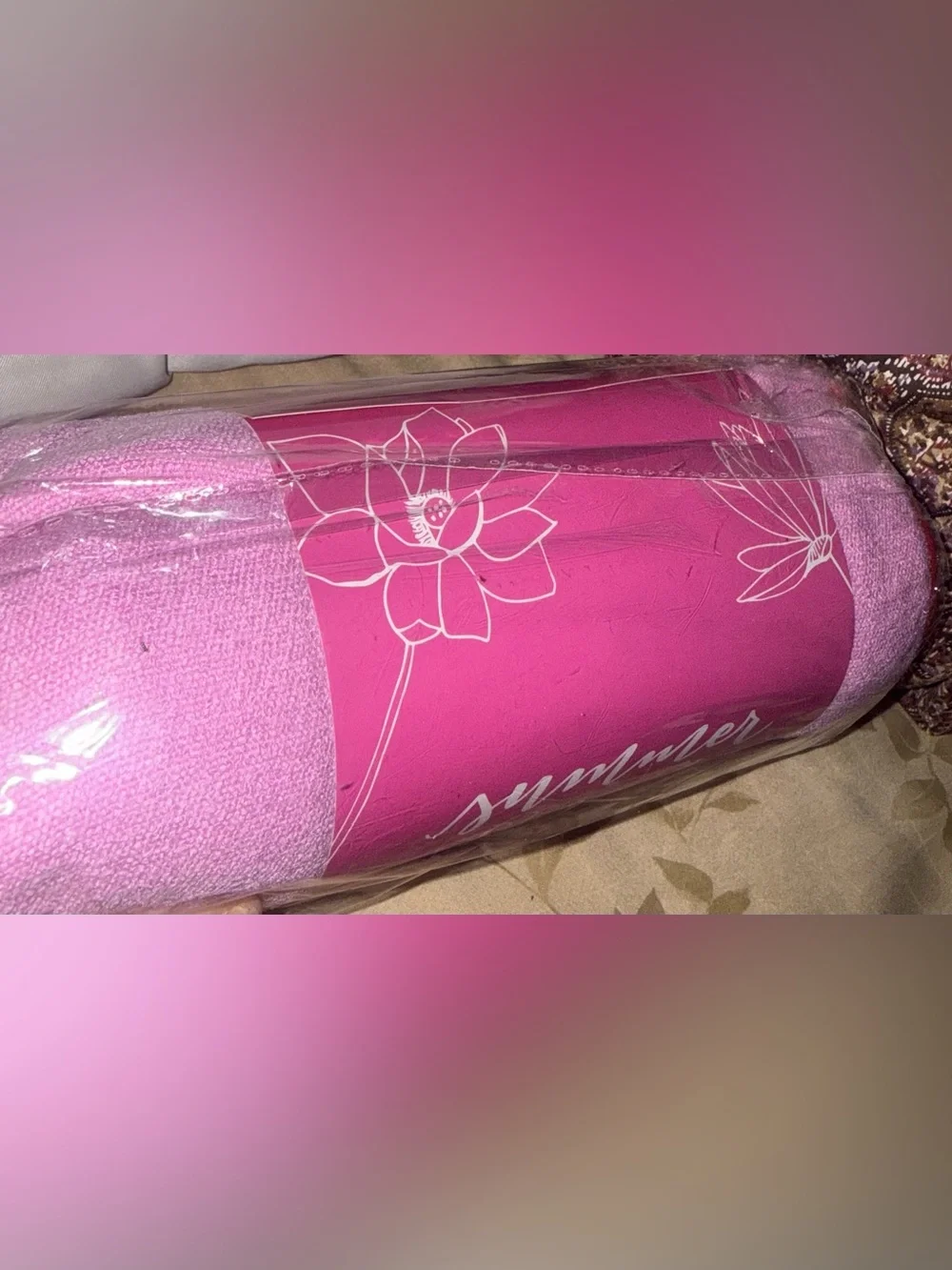 summer & rose Pink Microfiber Yoga Towel
